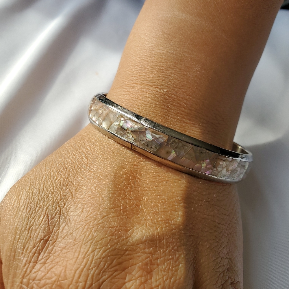 Handmade Mother of Pearl Mosaic Bangle